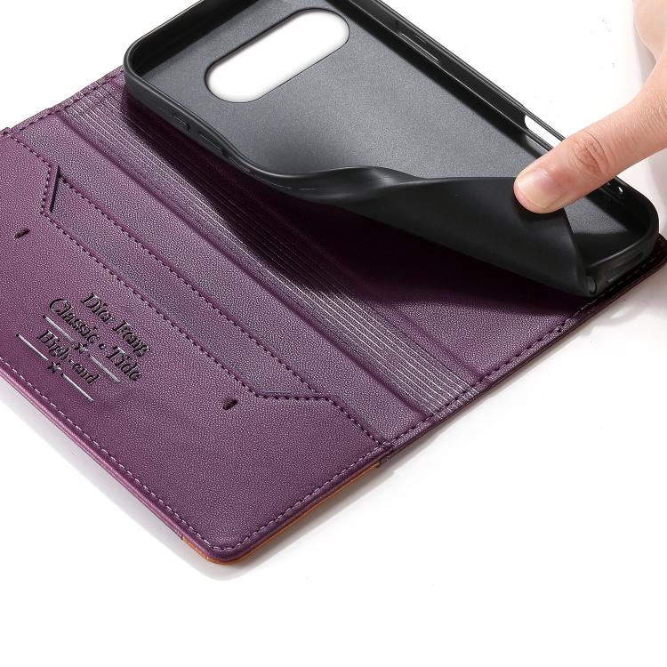 For Google Pixel 10a Dierfeng Splicing Strong Magnetic RFID Vegan Leather Phone Case