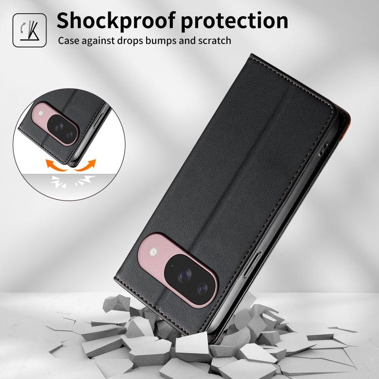 For Google Pixel 10 / 10 Pro / Pixel 9 / 9 Pro Dierfeng Splicing Strong Magnetic RFID Vegan Leather Phone Case