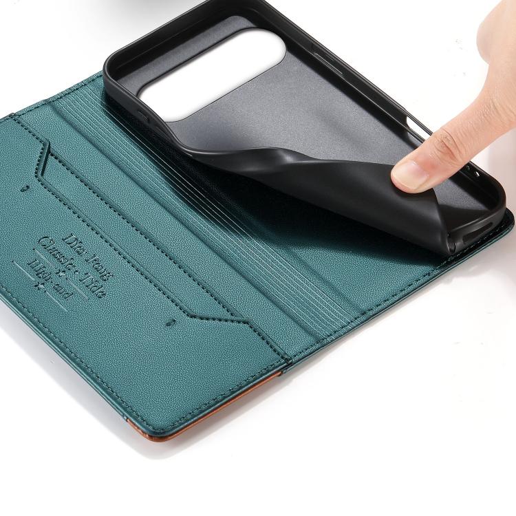 For Google Pixel 10 / 10 Pro / Pixel 9 / 9 Pro Dierfeng Splicing Strong Magnetic RFID Vegan Leather Phone Case