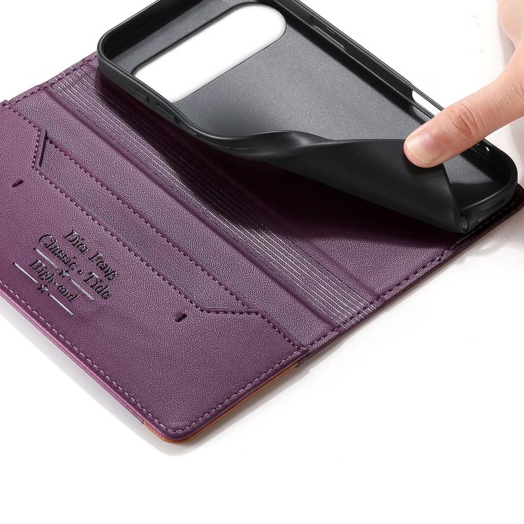 For Google Pixel 10 / 10 Pro / Pixel 9 / 9 Pro Dierfeng Splicing Strong Magnetic RFID Vegan Leather Phone Case