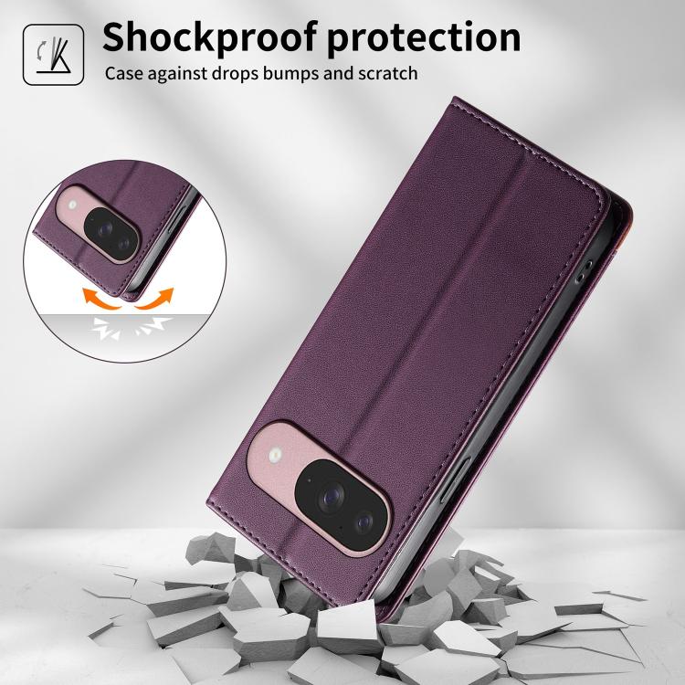 For Google Pixel 10 / 10 Pro / Pixel 9 / 9 Pro Dierfeng Splicing Strong Magnetic RFID Vegan Leather Phone Case