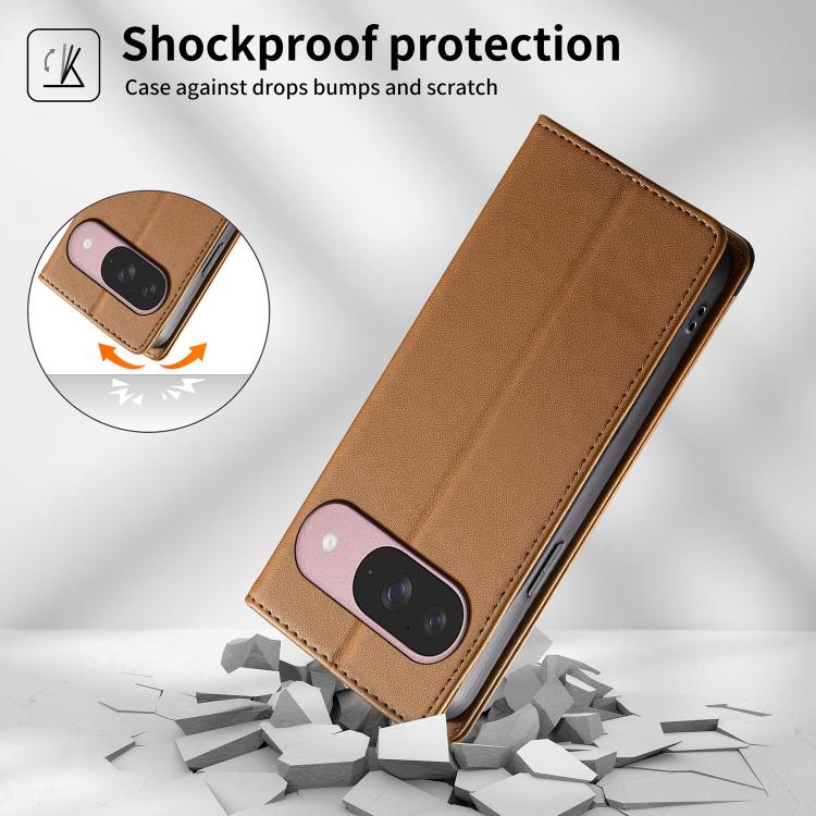 For Google Pixel 10 / 10 Pro / Pixel 9 / 9 Pro Dierfeng Splicing Strong Magnetic RFID Vegan Leather Phone Case