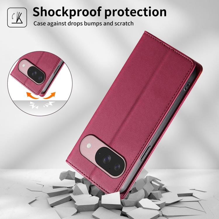 For Google Pixel 10 / 10 Pro / Pixel 9 / 9 Pro Dierfeng Splicing Strong Magnetic RFID Vegan Leather Phone Case