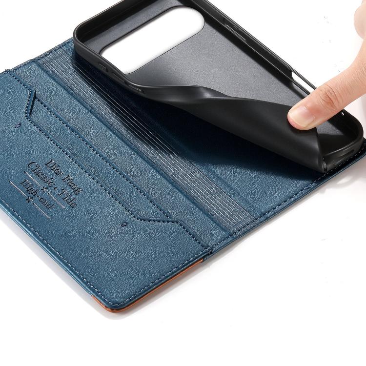 For Google Pixel 10 / 10 Pro / Pixel 9 / 9 Pro Dierfeng Splicing Strong Magnetic RFID Vegan Leather Phone Case