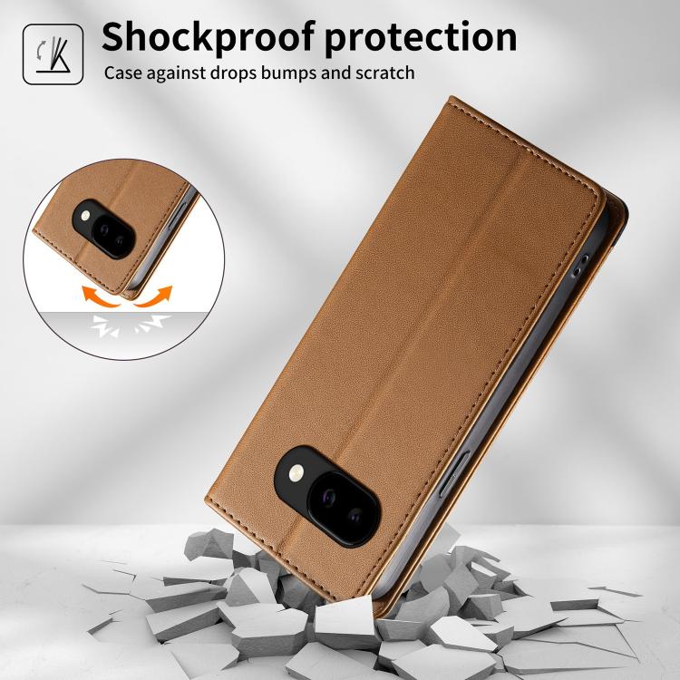 For Google Pixel 9a Dierfeng Splicing Strong Magnetic RFID Vegan Leather Phone Case