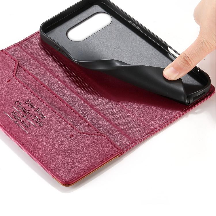 For Google Pixel 9a Dierfeng Splicing Strong Magnetic RFID Vegan Leather Phone Case