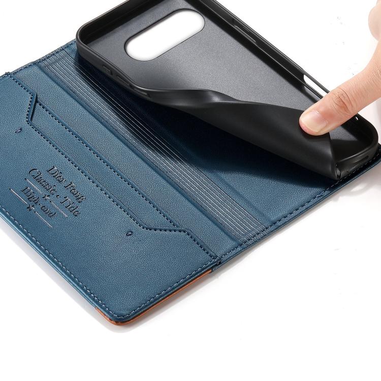 For Google Pixel 9a Dierfeng Splicing Strong Magnetic RFID Vegan Leather Phone Case