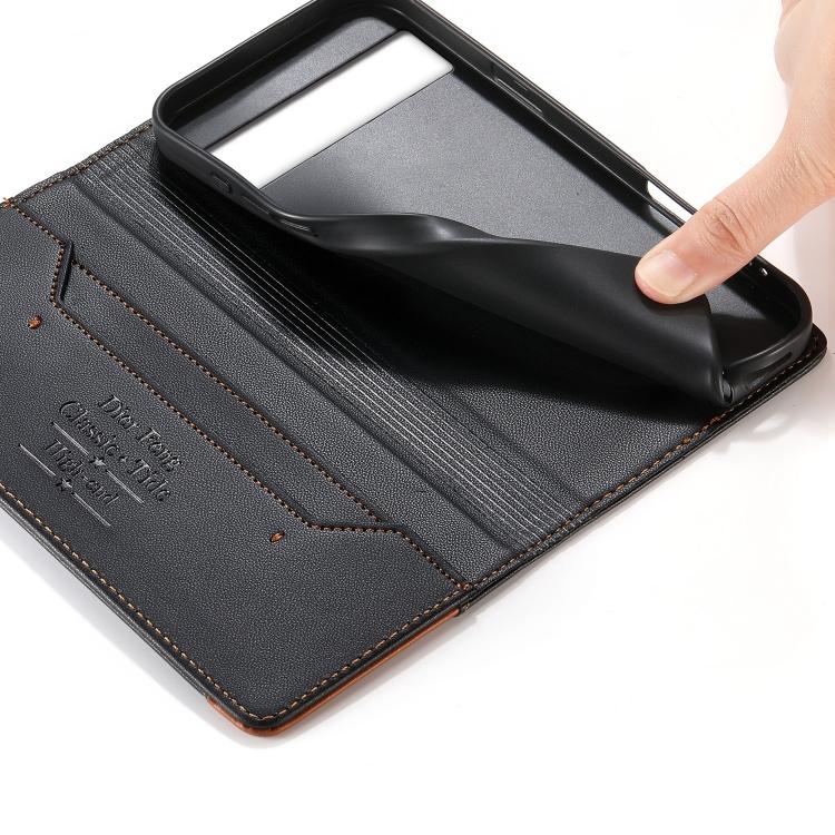 For Google Pixel 8a Dierfeng Splicing Strong Magnetic RFID Vegan Leather Phone Case