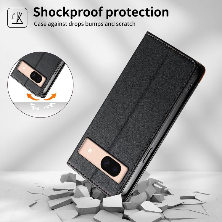 For Google Pixel 8a Dierfeng Splicing Strong Magnetic RFID Vegan Leather Phone Case