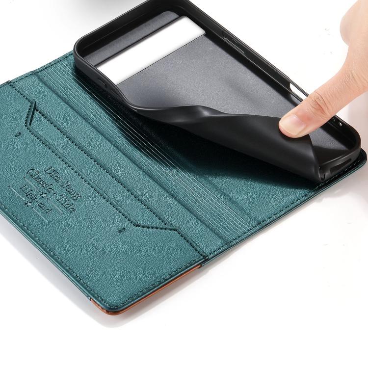 For Google Pixel 8a Dierfeng Splicing Strong Magnetic RFID Vegan Leather Phone Case