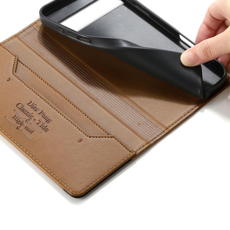 For Google Pixel 8a Dierfeng Splicing Strong Magnetic RFID Vegan Leather Phone Case