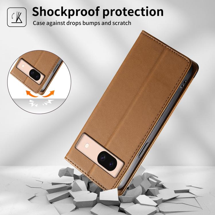 For Google Pixel 8a Dierfeng Splicing Strong Magnetic RFID Vegan Leather Phone Case