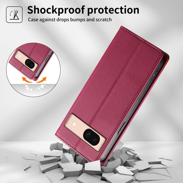 For Google Pixel 8a Dierfeng Splicing Strong Magnetic RFID Vegan Leather Phone Case