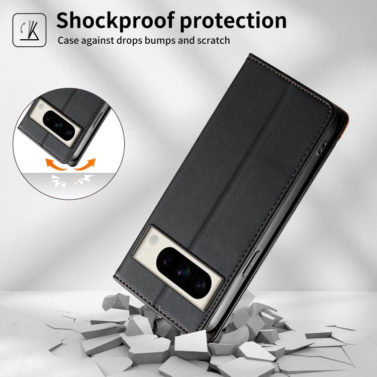 For Google Pixel 8 Pro Dierfeng Splicing Strong Magnetic RFID Vegan Leather Phone Case
