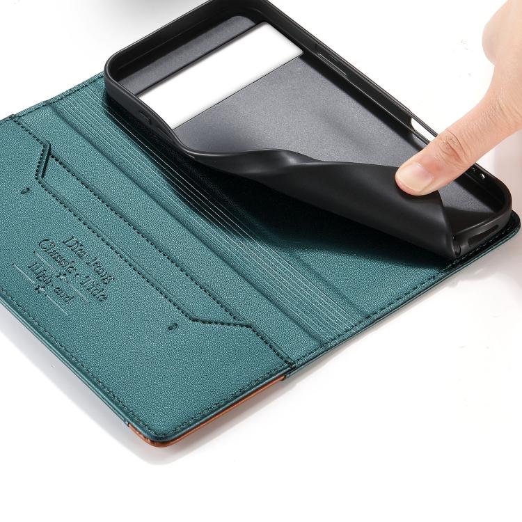 For Google Pixel 8 Pro Dierfeng Splicing Strong Magnetic RFID Vegan Leather Phone Case