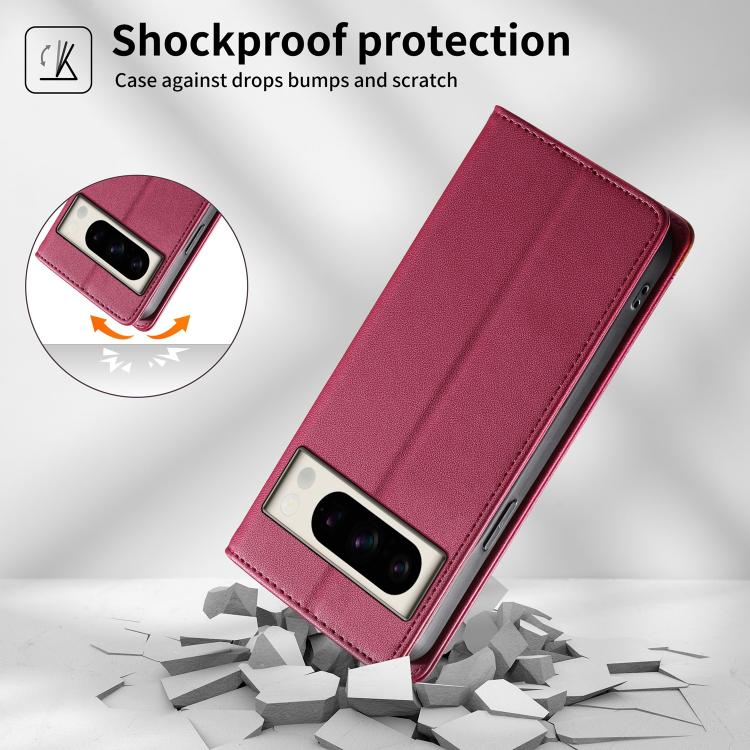 For Google Pixel 8 Pro Dierfeng Splicing Strong Magnetic RFID Vegan Leather Phone Case