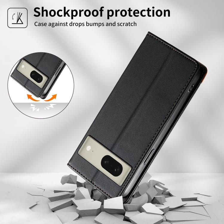 For Google Pixel 8 Dierfeng Splicing Strong Magnetic RFID Vegan Leather Phone Case