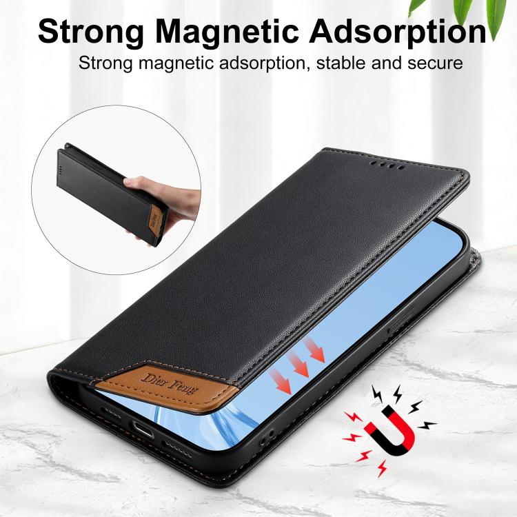 For Google Pixel 8 Dierfeng Splicing Strong Magnetic RFID Vegan Leather Phone Case