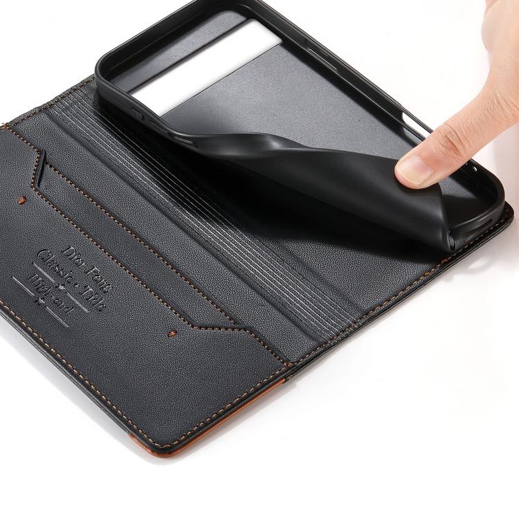 For Google Pixel 7a Dierfeng Splicing Strong Magnetic RFID Vegan Leather Phone Case