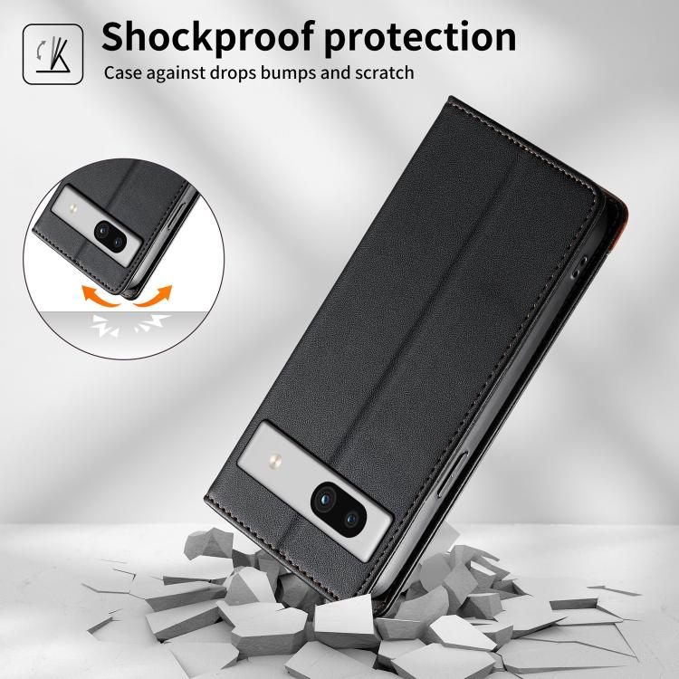 For Google Pixel 7a Dierfeng Splicing Strong Magnetic RFID Vegan Leather Phone Case