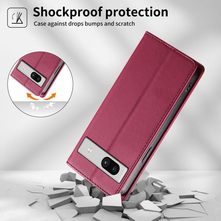 For Google Pixel 7a Dierfeng Splicing Strong Magnetic RFID Vegan Leather Phone Case