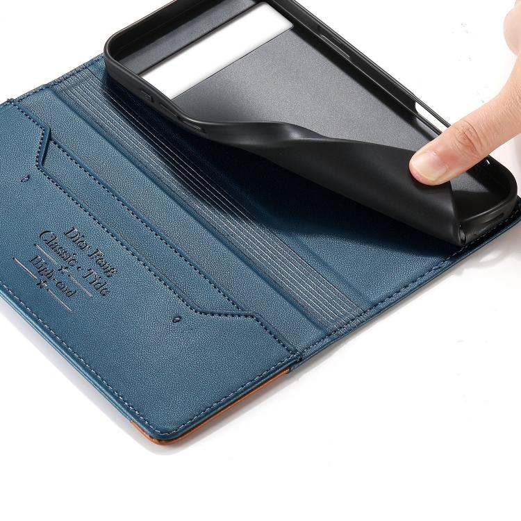 For Google Pixel 7a Dierfeng Splicing Strong Magnetic RFID Vegan Leather Phone Case