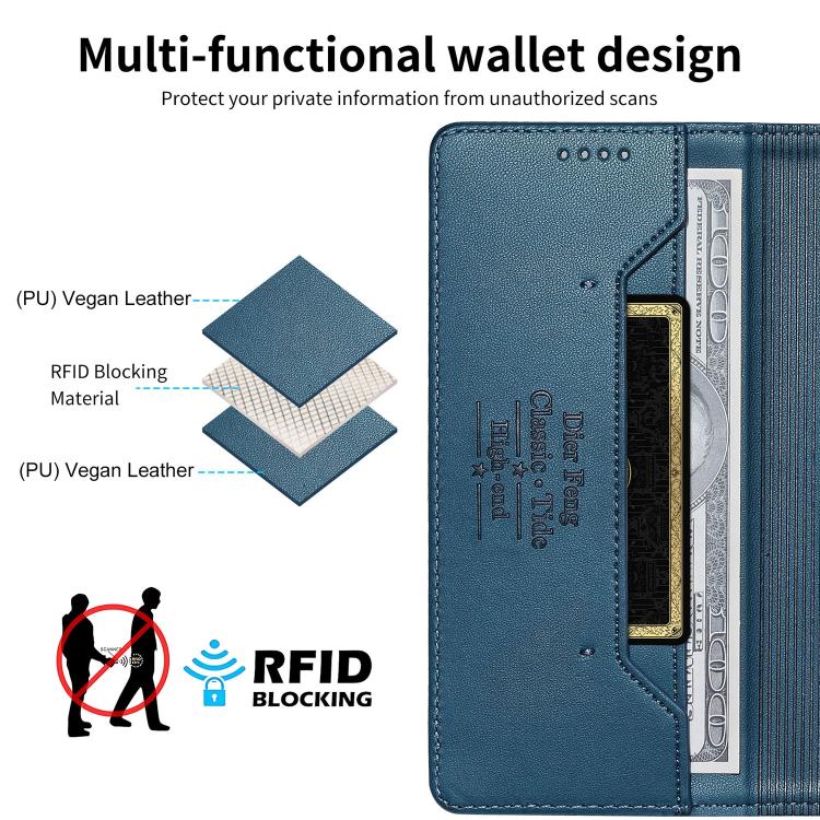 For Google Pixel 7a Dierfeng Splicing Strong Magnetic RFID Vegan Leather Phone Case