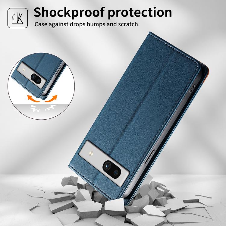For Google Pixel 7a Dierfeng Splicing Strong Magnetic RFID Vegan Leather Phone Case