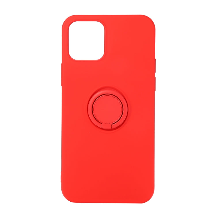 For iPhone 12 Pro Max Solid Color Liquid Silicone Shockproof Full Coverage Protective Case with Ring Holder