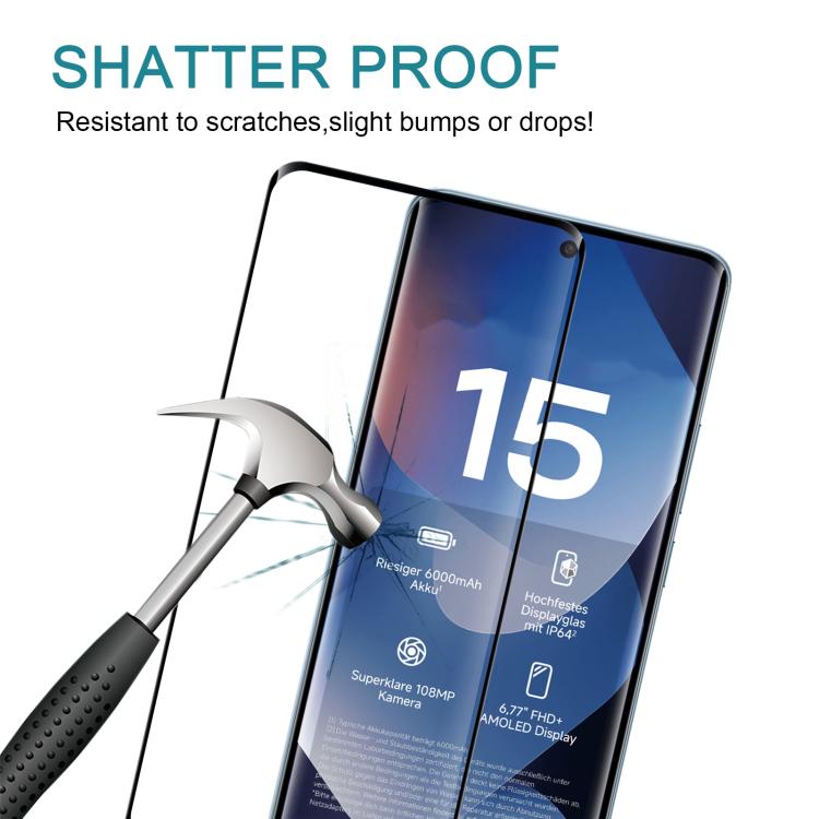 For Redmi Note 15 4G Global 164mm 25pcs Edge Glue 9H HD 3D Curved Edge Tempered Glass Film - Black