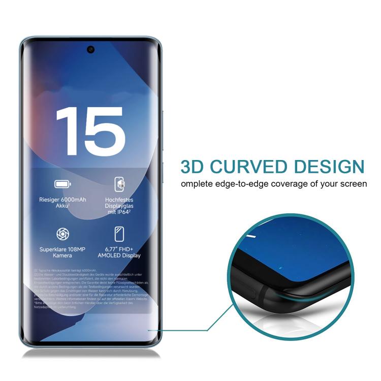 For Redmi Note 15 4G Global 164mm 25pcs Edge Glue 9H HD 3D Curved Edge Tempered Glass Film - Black
