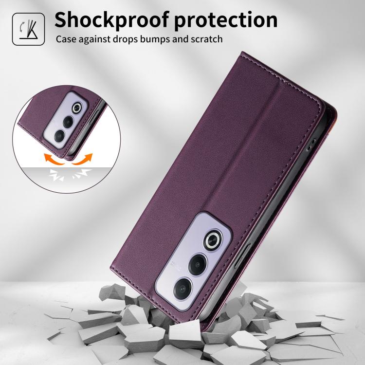For OPPO A3 Pro Global / K12x 5G Dierfeng Splicing Strong Magnetic RFID Vegan Leather Phone Case