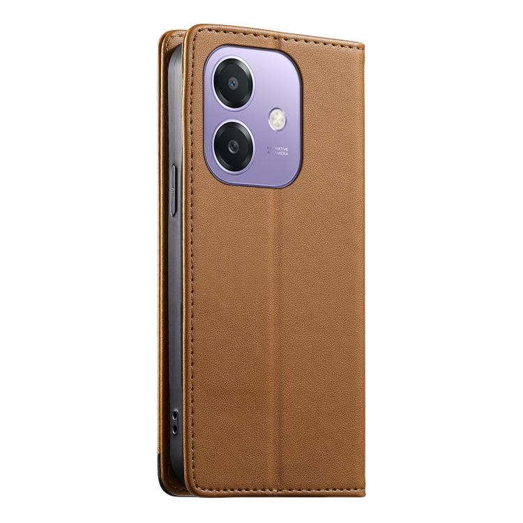 For OPPO A3x 5G / 4G India Dierfeng Splicing Strong Magnetic RFID Vegan Leather Phone Case