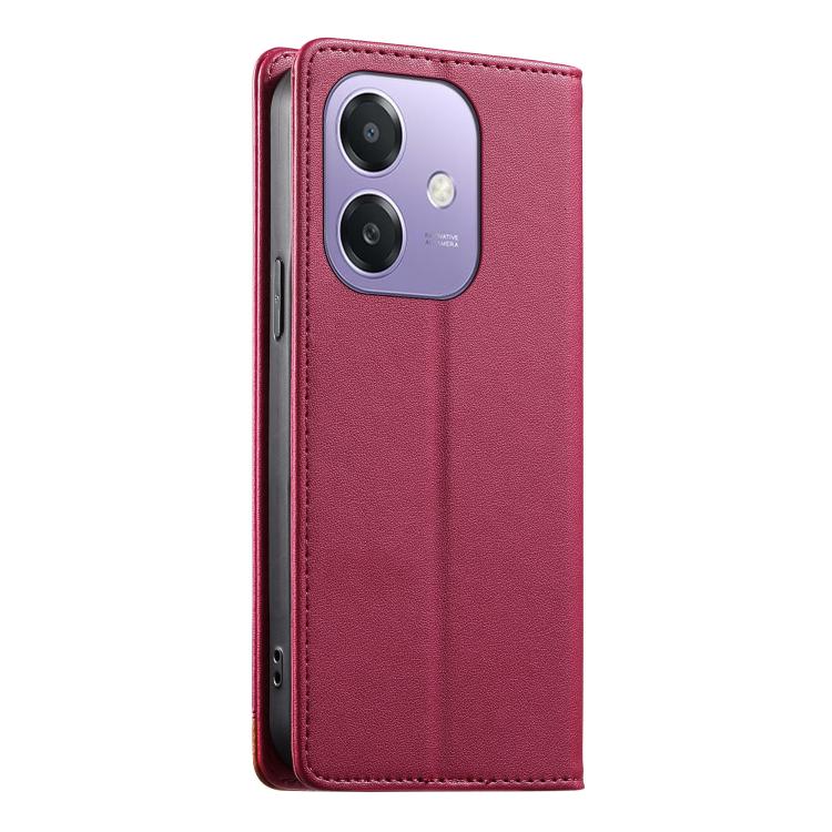 For OPPO A3x 5G / 4G India Dierfeng Splicing Strong Magnetic RFID Vegan Leather Phone Case