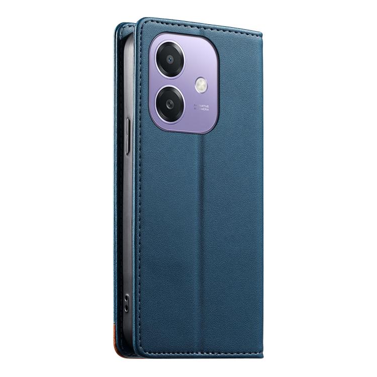 For OPPO A3x 5G / 4G India Dierfeng Splicing Strong Magnetic RFID Vegan Leather Phone Case