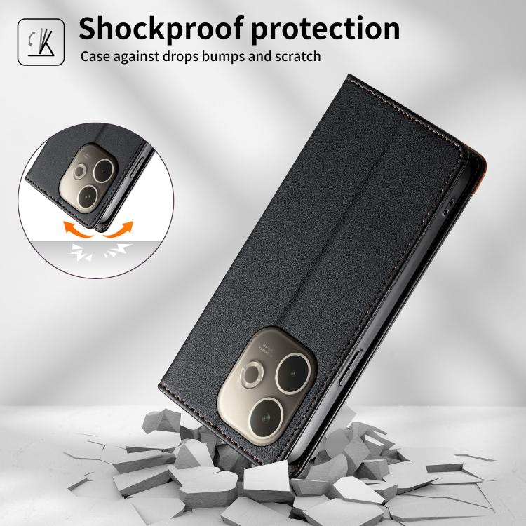 For OPPO A5 Pro 5G Global Dierfeng Splicing Strong Magnetic RFID Vegan Leather Phone Case