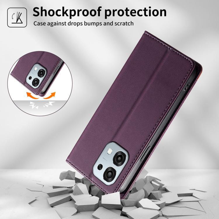 For OPPO A6 Pro 5G / 4G Global Dierfeng Splicing Strong Magnetic RFID Vegan Leather Phone Case
