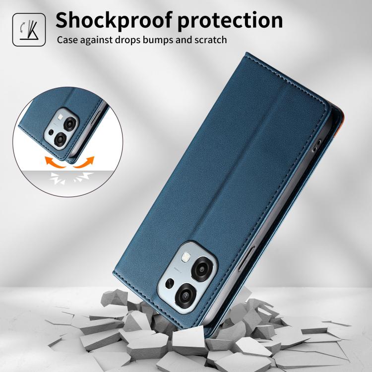 For OPPO A6 Pro 5G / 4G Global Dierfeng Splicing Strong Magnetic RFID Vegan Leather Phone Case