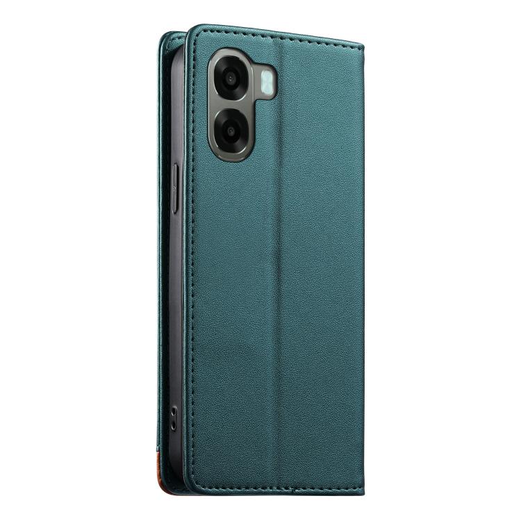 For OPPO A6x 5G / A6 5G Dierfeng Splicing Strong Magnetic RFID Vegan Leather Phone Case
