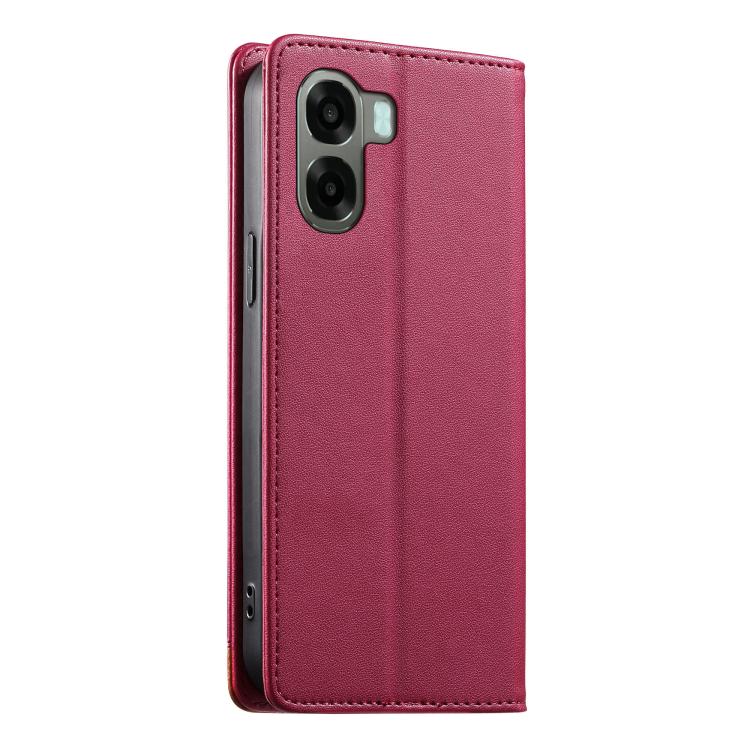 For OPPO A6x 5G / A6 5G Dierfeng Splicing Strong Magnetic RFID Vegan Leather Phone Case