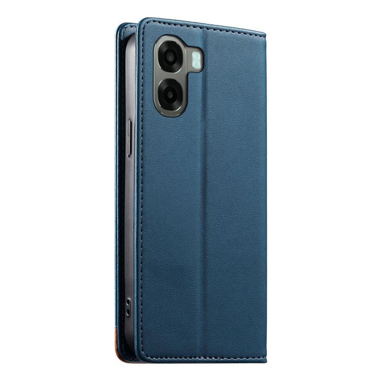 For OPPO A6x 5G / A6 5G Dierfeng Splicing Strong Magnetic RFID Vegan Leather Phone Case