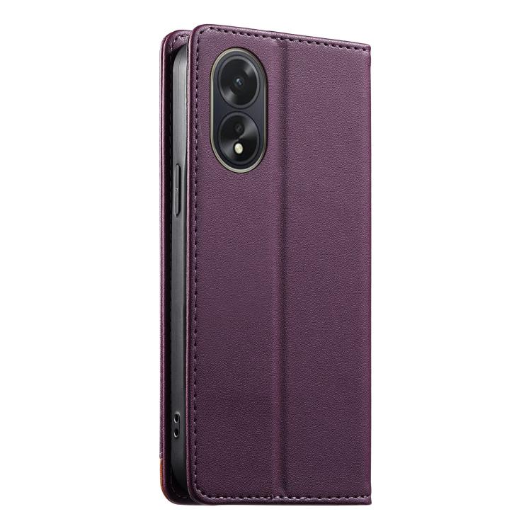 For OPPO A18 4G / A38 4G Dierfeng Splicing Strong Magnetic RFID Vegan Leather Phone Case