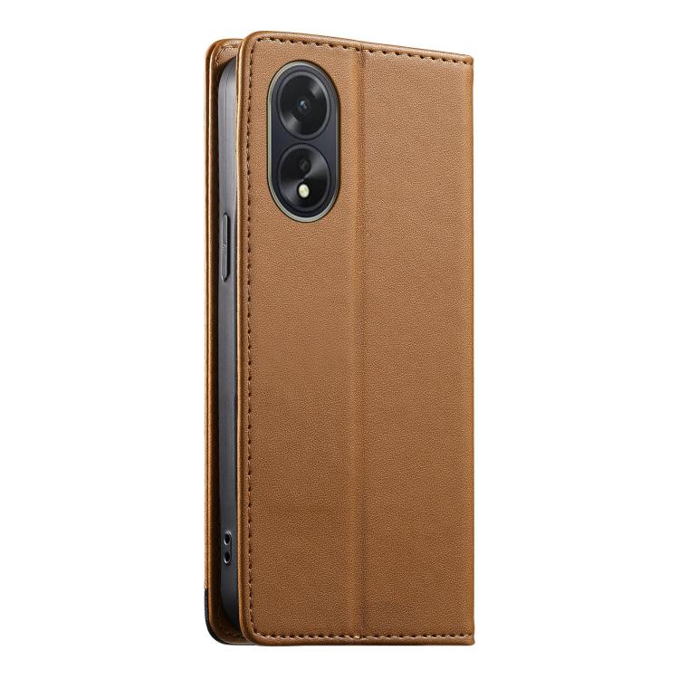 For OPPO A18 4G / A38 4G Dierfeng Splicing Strong Magnetic RFID Vegan Leather Phone Case