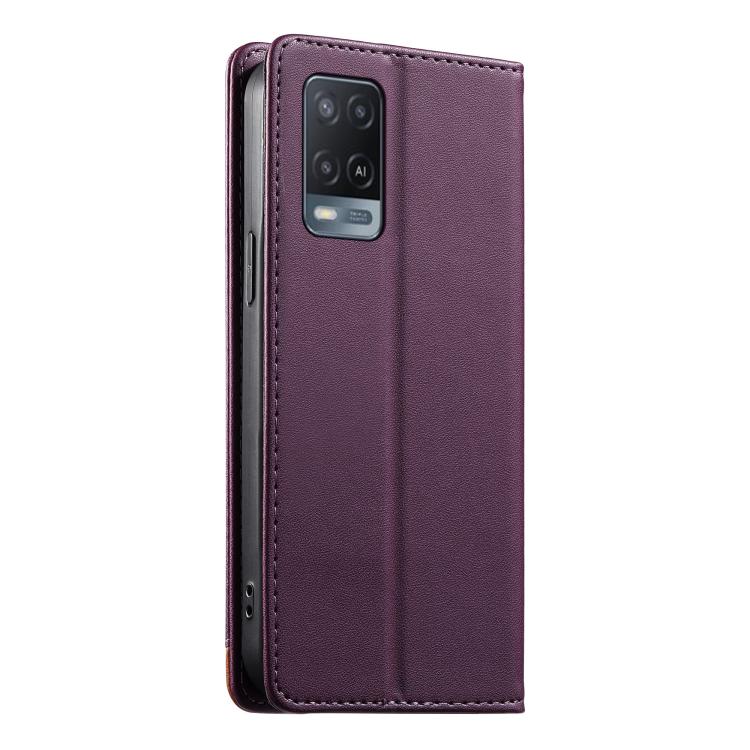 For OPPO A54 4G / A54s / A55 5G Dierfeng Splicing Strong Magnetic RFID Vegan Leather Phone Case