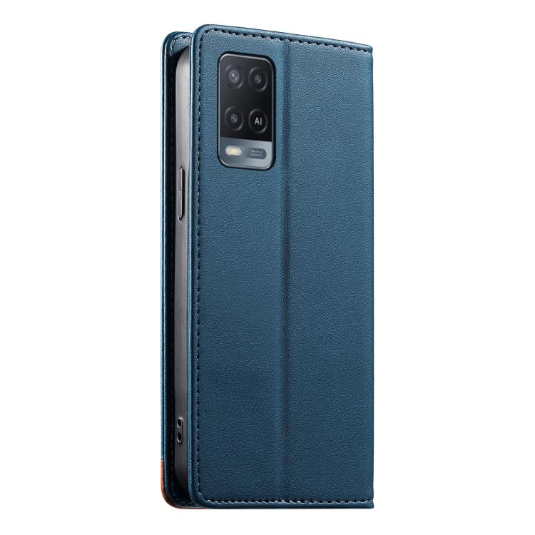 For OPPO A54 4G / A54s / A55 5G Dierfeng Splicing Strong Magnetic RFID Vegan Leather Phone Case