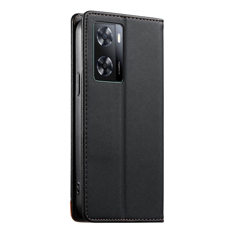 For OPPO A57 4G / A77 4G Dierfeng Splicing Strong Magnetic RFID Vegan Leather Phone Case