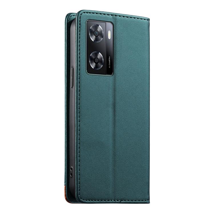 For OPPO A57 4G / A77 4G Dierfeng Splicing Strong Magnetic RFID Vegan Leather Phone Case