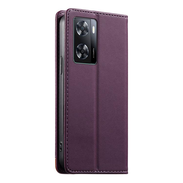 For OPPO A57 4G / A77 4G Dierfeng Splicing Strong Magnetic RFID Vegan Leather Phone Case