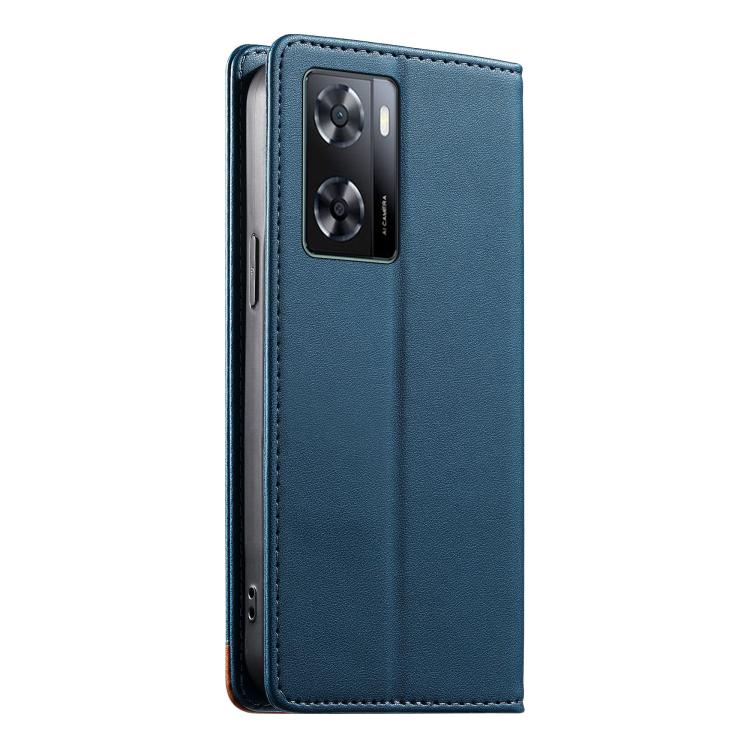 For OPPO A57 4G / A77 4G Dierfeng Splicing Strong Magnetic RFID Vegan Leather Phone Case