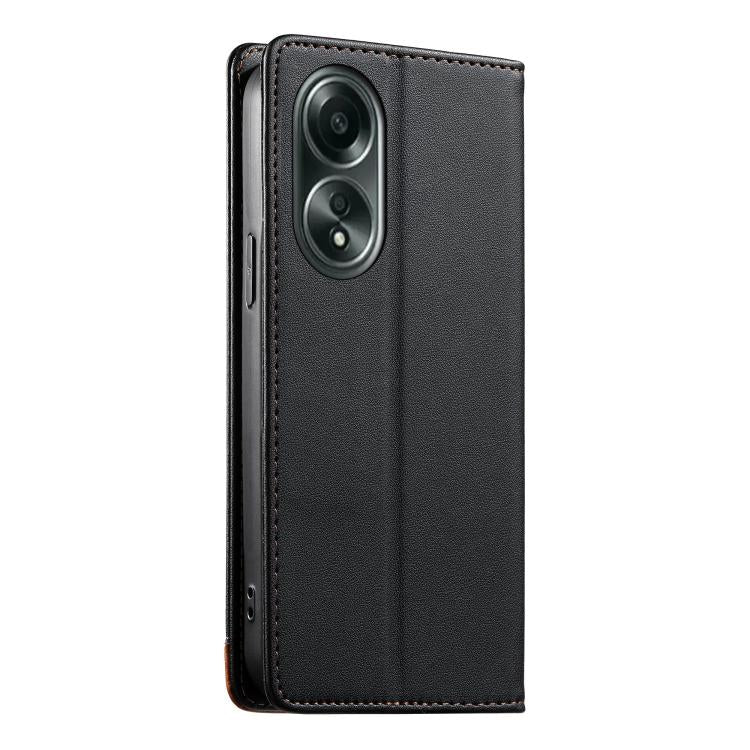 For OPPO A58 4G Dierfeng Splicing Strong Magnetic RFID Vegan Leather Phone Case